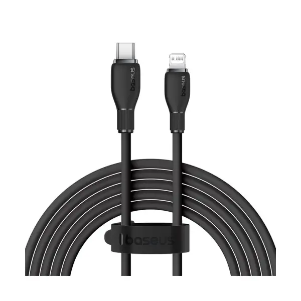 КАБЕЛЬ PD BASEUS PUDDING SERIES FAST CHARGING CABLE TYPE-C TO LIGHTNING 20W 2M, ЧОРНИЙ P10355701111-01