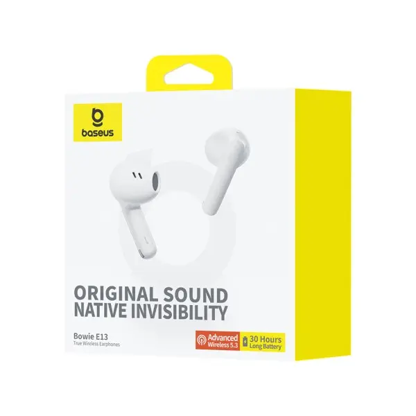 НАВУШНИКИ BASEUS BOWIE E13 TRUE WIRELESS EARPHONES, БІЛИЙ A00059701217-Z1
