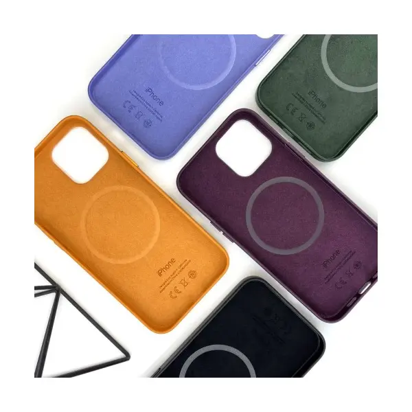 MR4_56664 Чохол leather case with magsafe для iphone 16 pro stone, сірий 
