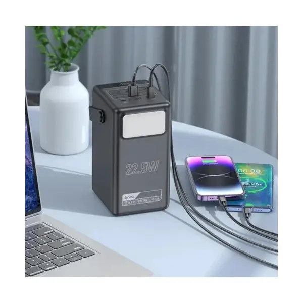 ЗОВНІШНІЙ АКУМУЛЯТОР POWER BANK HOCO DB03 MAX CENTURION 65W FULLY COMPATIBLE PB, LAMP, 100 000MAH, ЧОРНИЙ