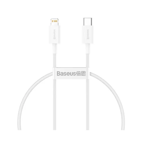 КАБЕЛЬ PD BASEUS SUPERIOR SERIES FAST CHARGING DATA CABLE TYPE-C TO LIGHTNING PD 20W 0.25M, БІЛИЙ CATLYS-02