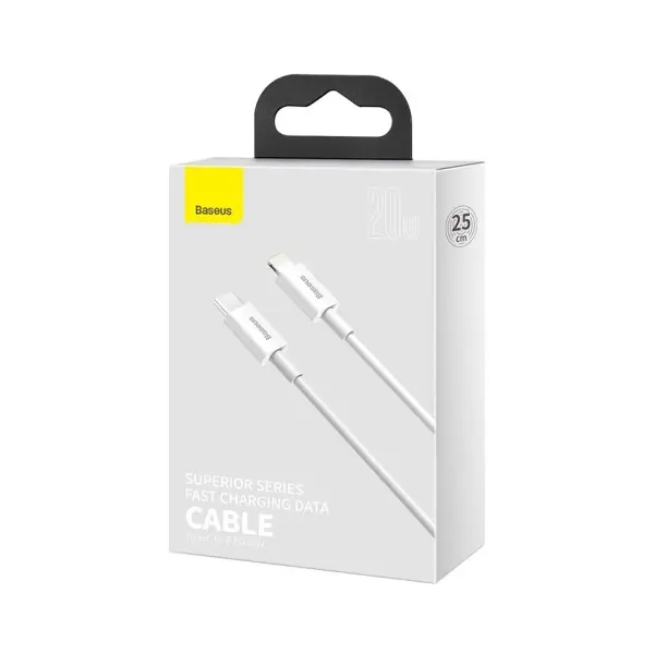 MR4_56186 Кабель pd baseus superior series fast charging data cable type-c to lightning pd 20w 0.25m, білий catlys-02 