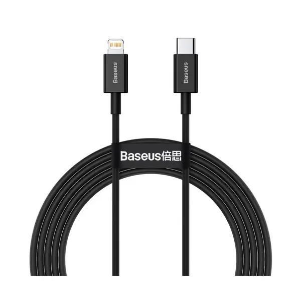 КАБЕЛЬ PD BASEUS SUPERIOR SERIES FAST CHARGING DATA CABLE TYPE-C TO LIGHTNING PD 20W 2M, ЧОРНИЙ CATLYS-C01