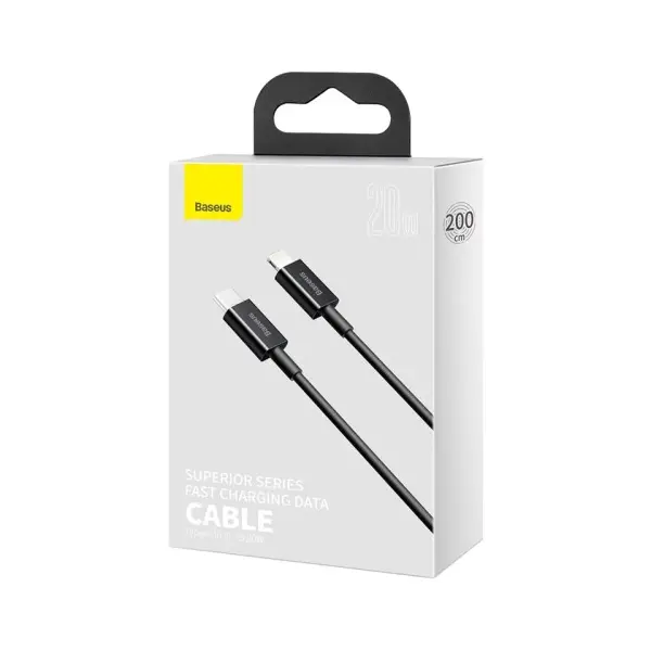КАБЕЛЬ PD BASEUS SUPERIOR SERIES FAST CHARGING DATA CABLE TYPE-C TO LIGHTNING PD 20W 2M, ЧОРНИЙ CATLYS-C01
