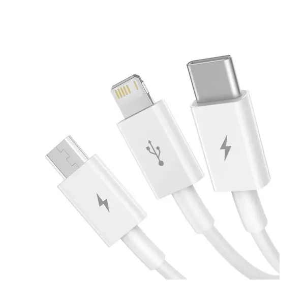 КАБЕЛЬ BASEUS SUPERIOR SERIES FAST CHARGING DATA CABLE USB-A TO (LIGHTNING, MICRO, TYPE-C) 3.5A 1.5M, БІЛИЙ CAMLTYS-02