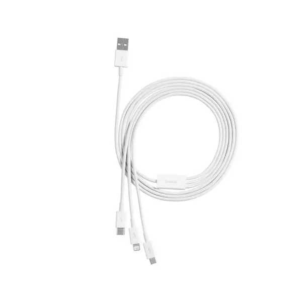 КАБЕЛЬ BASEUS SUPERIOR SERIES FAST CHARGING DATA CABLE USB-A TO (LIGHTNING, MICRO, TYPE-C) 3.5A 1.5M, БІЛИЙ CAMLTYS-02