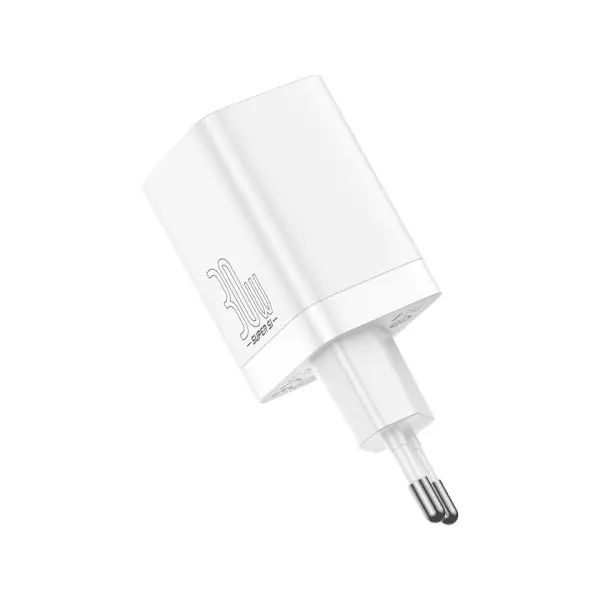 МЕРЕЖЕВИЙ ЗАРЯДНИЙ ПРИСТРІЙ BASEUS SUPER SI PRO QUICK CHARGER C+U 30W EU, БІЛИЙ CCSUPP-E02