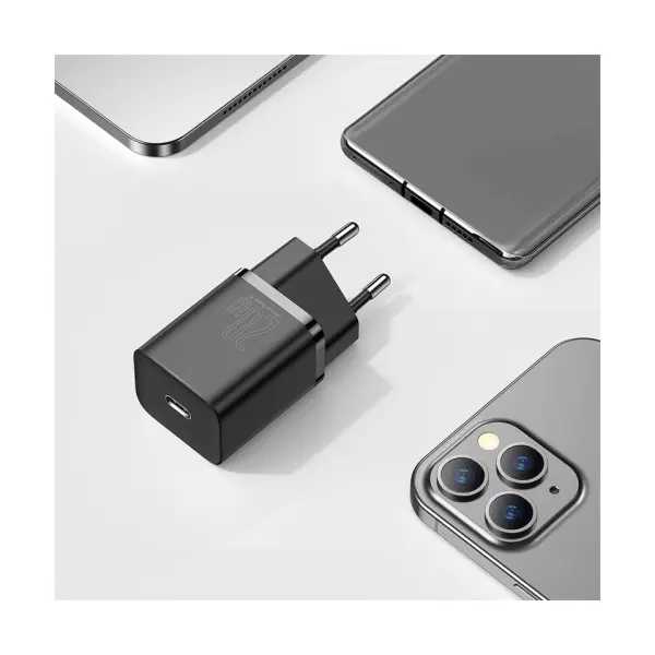 MR4_56202 Мережевий зарядний пристрій baseus super si quick charger 1c 20w eu, чорний ccsup-b01 