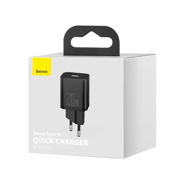 MR4_56202 Мережевий зарядний пристрій baseus super si quick charger 1c 20w eu, чорний ccsup-b01 