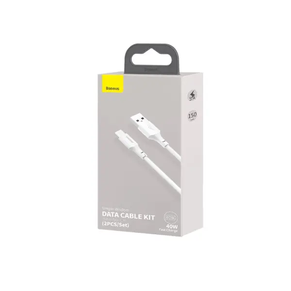 MR4_56014 Кабель baseus simple wisdom data cable kit usb-a to type-c 5a (2pcs, set) 1.5m, білий tzcatzj-02 