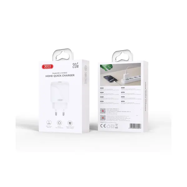 MR4_57271 Мережевий зарядний пристрій xo l141 20w single type-c fast charger, білий 