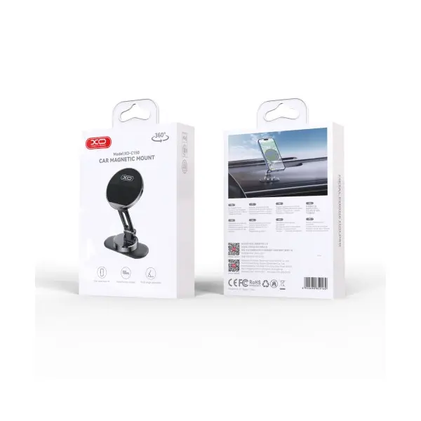 MR4_57277 Автотримач xo c150 magnetic 360 rotating holder with metal base, чорний 