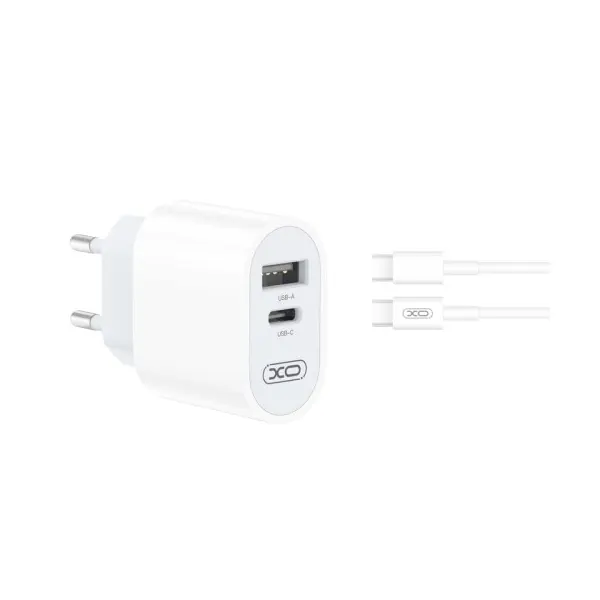 MR4_57206 Мережевий зарядний пристрій xo l97 a+c dual port home charger with type-c cable, білий 