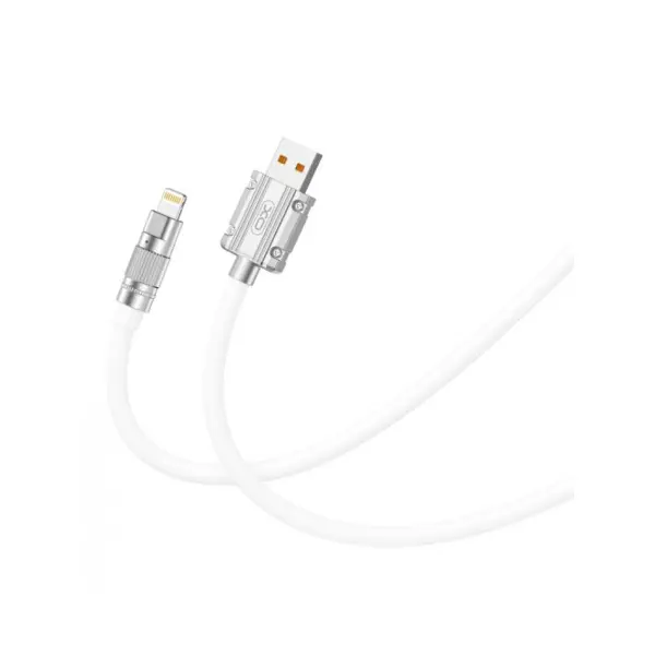 КАБЕЛЬ XO NB227 OD6.0 SILICONE TPE ZINC ALLOY LIGHTNING 6A, 1,2M, БІЛИЙ