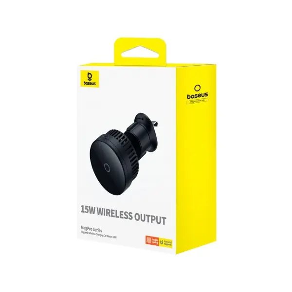 БЕЗДРОТОВИЙ АВТОМОБІЛЬНИЙ ЗАРЯДНИЙ ПРИСТРІЙ BASEUS MAGPRO SERIES MAGNETIC WIRELESS CHARG CAR AIR VENT 15W, ЧОРНИЙ C40164100121-00