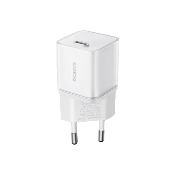 МЕРЕЖЕВИЙ ЗАРЯДНИЙ ПРИСТРІЙ BASEUS GAN5S FAST CHARGER 1C 30W EU, БІЛИЙ P10162504213-00
