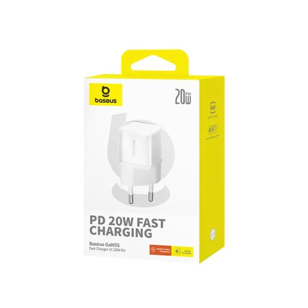 MR4_56145 Мережевий зарядний пристрій baseus gan5s fast charger 1c 20w eu, білий p10162503213-00 