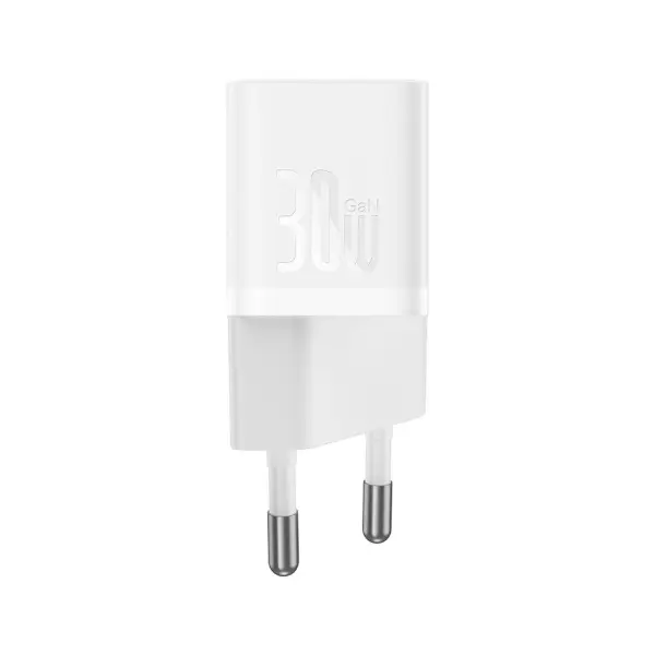 MR4_56150 Мережевий зарядний пристрій baseus gan5 fast charger (mini) 1c 30w eu cable type-c to type-c 1m, білий p10110902213-00 