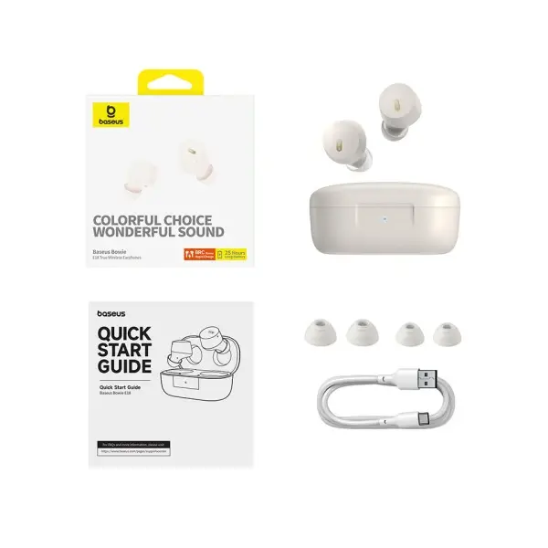 MR4_56162 Навушники baseus bowie e18 true wireless earphones, білий a00023800223-00 