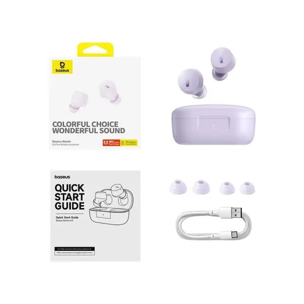 MR4_56161 Навушники baseus bowie e18 true wireless earphones пурпуровий a00023800533-00 