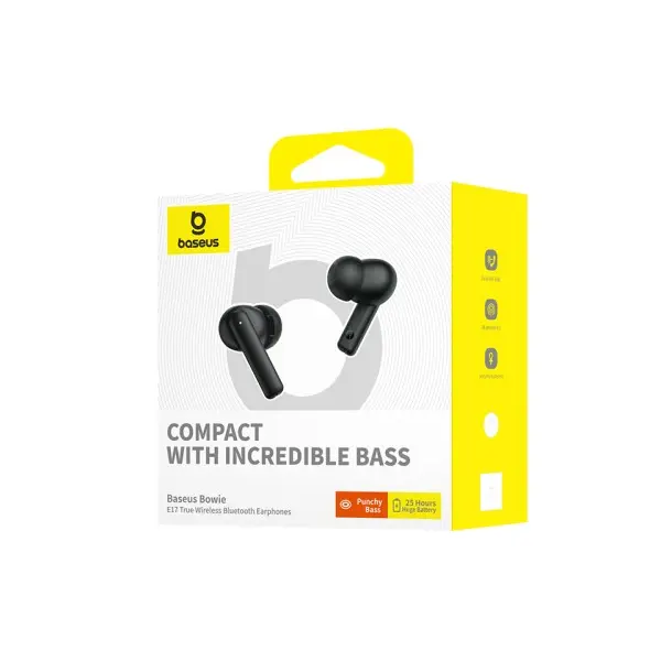 НАВУШНИКИ BASEUS BOWIE E17 TRUE WIRELESS BLUETOOTH EARPHONES, ЧОРНИЙ A00072200113-Z1