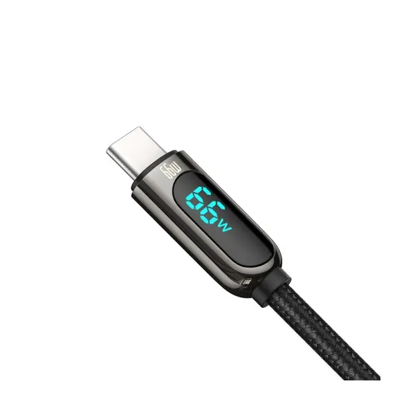 КАБЕЛЬ BASEUS DISPLAY FAST CHARGING DATA CABLE USB-A TO TYPE-C 66W 1M, ЧОРНИЙ CASX020001