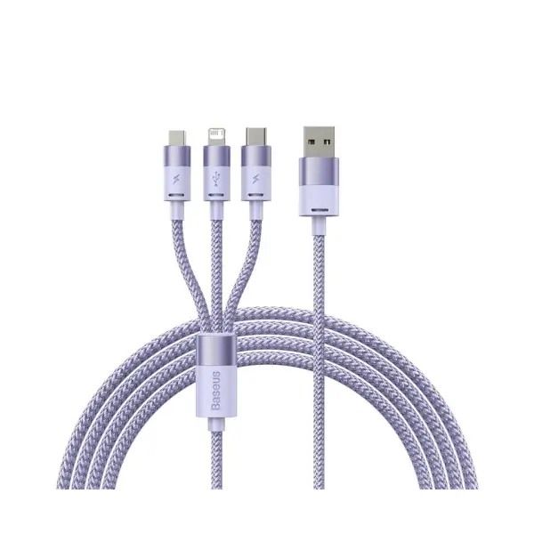 MR4_55969 Кабель 3in1 baseus starspeed 3in1 fast charging data cable usb-a to (lightning, micro, type-c) 3.5a 1.2m пурпуровий caxs000005 