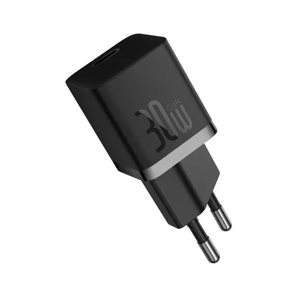 MR4_56102 Мережевий зарядний пристрій baseus gan5 fast charger (mini) 1c 30w eu, чорний ccgn070401 