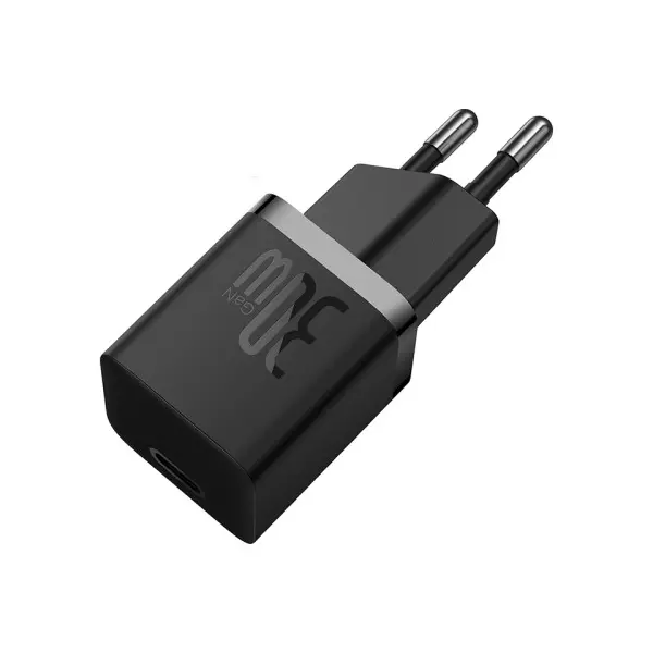 MR4_56102 Мережевий зарядний пристрій baseus gan5 fast charger (mini) 1c 30w eu, чорний ccgn070401 