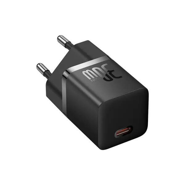 MR4_56102 Мережевий зарядний пристрій baseus gan5 fast charger (mini) 1c 30w eu, чорний ccgn070401 