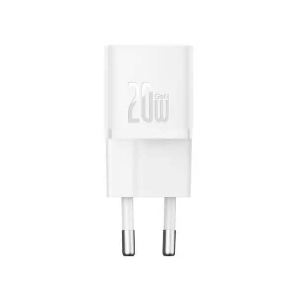 МЕРЕЖЕВИЙ ЗАРЯДНИЙ ПРИСТРІЙ BASEUS GAN5 FAST CHARGER (MINI) 1C 20W EU, БІЛИЙ CCGN050102