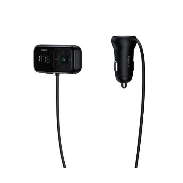 АВТОМОБІЛЬНИЙ ЗАРЯДНИЙ ПРИСТРІЙ + FM МОДУЛЯТОР BASEUS T SHAPED S-16, 2XUSB-A, CAR BLUETOOTH MP3 PLAYER, CCMT000201, ЧОРНИЙ