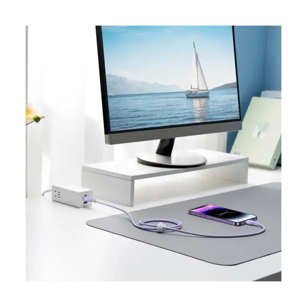 КАБЕЛЬ PD BASEUS PUDDING SERIES FAST CHARGING CABLE TYPE-C TO LIGHTNING 20W 1.2M ПУРПУРОВИЙ P10355701511-00