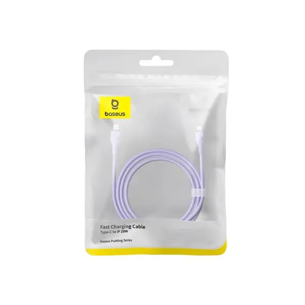 MR4_56120 Кабель pd baseus pudding series fast charging cable type-c to lightning 20w 1.2m пурпуровий p10355701511-00 