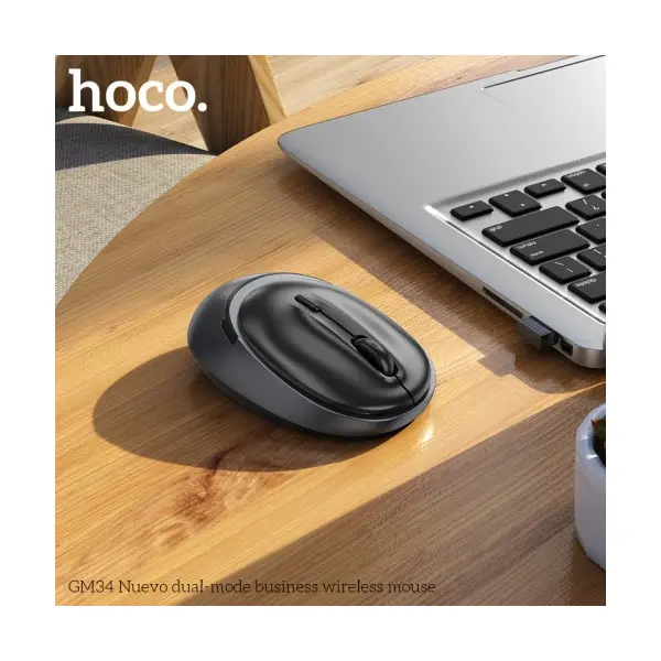 MR4_57971 Компютерна мишка hoco gm34 nuevo dual-mode business wireless mouse, чорний metal, сірий 