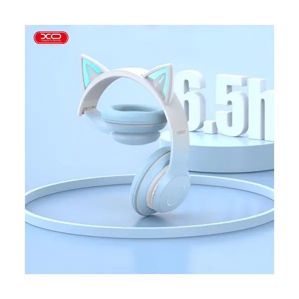 MR4_58158 Навушники накладні xo be38 cats ear colourful lights headband синій 