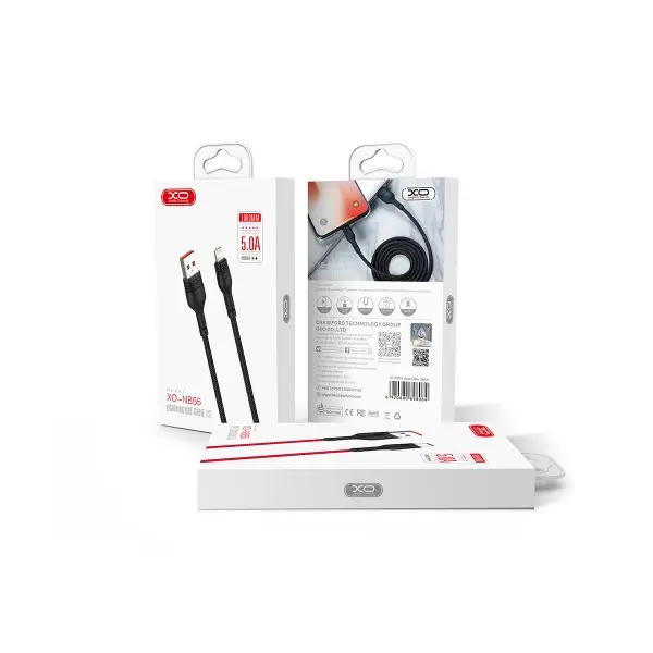 MR4_57306 Кабель xo nb55 usb cable lightning 5 a, 1m, чорний 