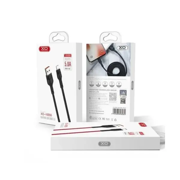 КАБЕЛЬ XO NB55 HUAWEI 5A FAST CHARGE USB CABLE TYPE-C 1M, ЧОРНИЙ