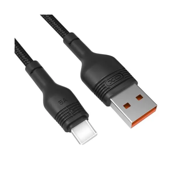 КАБЕЛЬ XO NB55 HUAWEI 5A FAST CHARGE USB CABLE TYPE-C 1M, ЧОРНИЙ