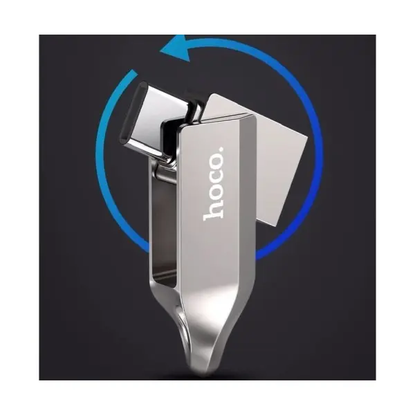 ФЛЕШ-НАКОПИЧУВАЧ USB-A, C HOCO UD8 SMART TYPE-C USB DRIVE 128GB, СІРИЙ