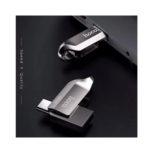 ФЛЕШ-НАКОПИЧУВАЧ USB-A, C HOCO UD8 SMART TYPE-C USB DRIVE 128GB, СІРИЙ