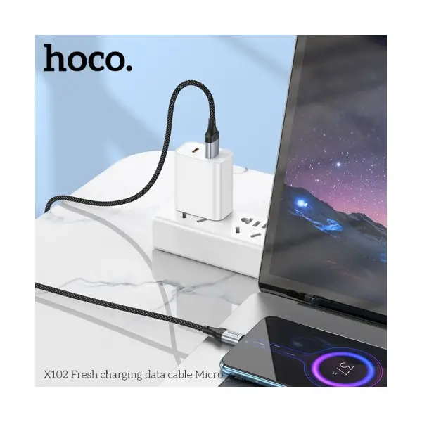 КАБЕЛЬ HOCO X102 FRESH CHARGING DATA CABLE MICRO 1M, ЧОРНИЙ