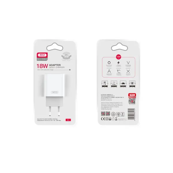 MR4_59864 Мережевий зарядний пристрій xo l103 (eu) qc3.0 18w charger, білий 