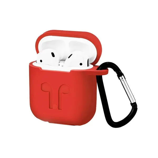 ЧОХОЛ ДЛЯ AIRPODS СИЛІКОНОВИЙ LOGO 2IN1 (+ КАРАБИН) (ТЕХ. ПАК) ЧЕРВОНИЙ