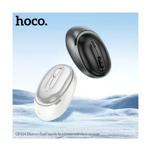 MR4_60525 Компютерна мишка hoco gm34 nuevo dual-mode business wireless mouse, сірий, білий 