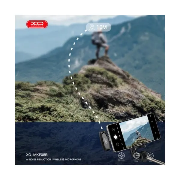 МІКРОФОН XO MKF08B LIGHTNING WIRELESS COLLARCLIP MICROPHONE, ЧОРНИЙ