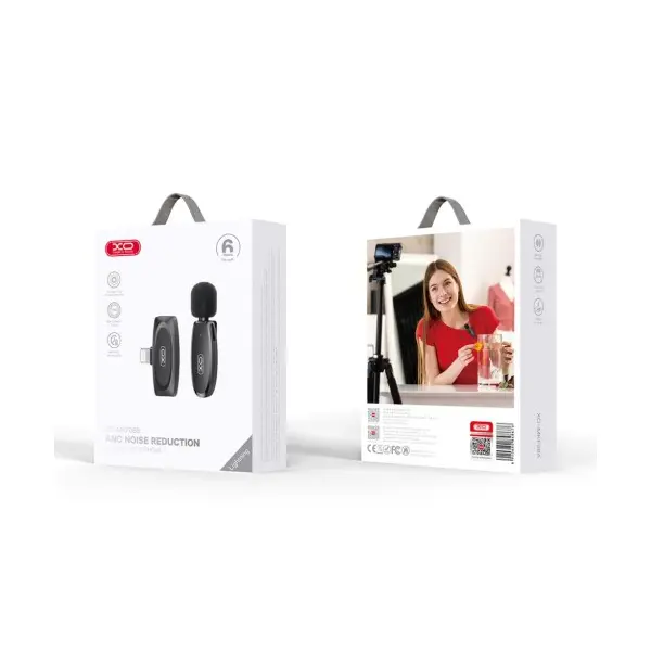 МІКРОФОН XO MKF08B LIGHTNING WIRELESS COLLARCLIP MICROPHONE, ЧОРНИЙ