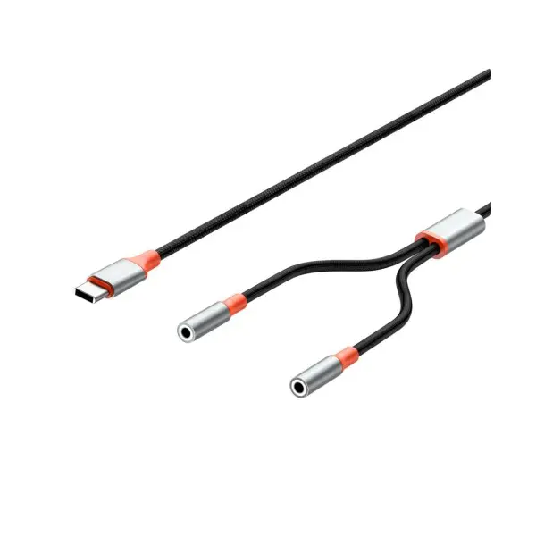 MR4_60162 Адаптер xo nb-r269b couple cable type-c to dual 3.5 female adapter 1.2m, чорний 