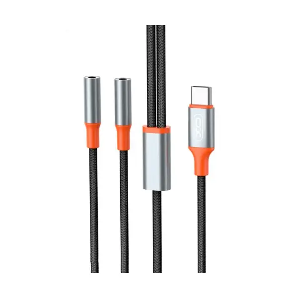 MR4_60162 Адаптер xo nb-r269b couple cable type-c to dual 3.5 female adapter 1.2m, чорний 