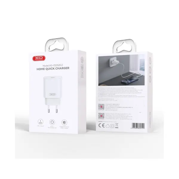 MR4_60164 Мережевий зарядний пристрій xo ce25 pd25w type-c fast charger, білий 